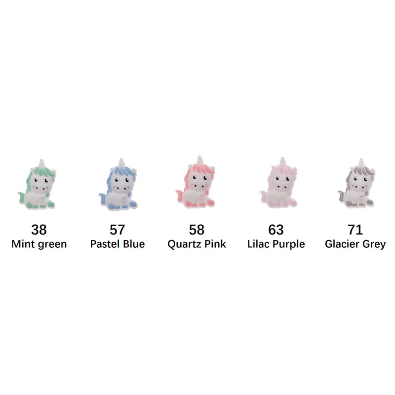 20 piezas de silicona con dibujos de unicornios para beb&eacute;, Mini mordedor de animales, cuentas sin BPA, cadena de chupete para reci&eacute;n nacido, accesorios para regalos de ducha, collar-4
