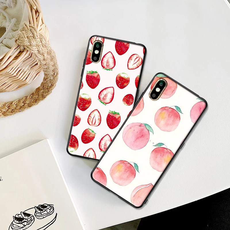 Мультяшный фруктовый чехол для iPhone XS Max XR Мягкий силиконовый X 6 6S 7 8 Plus Coque Funda |