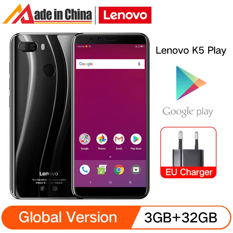 Глобальная версия смартфона Lenovo K5 Play 3 ГБ 32 5 7 дюймовый экран 18:9 Восьмиядерный