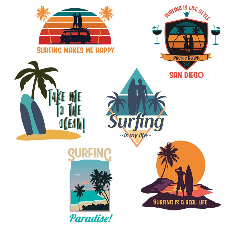 Индивидуальные термотрансферные Гавайские спортивные наклейки для скейтборда