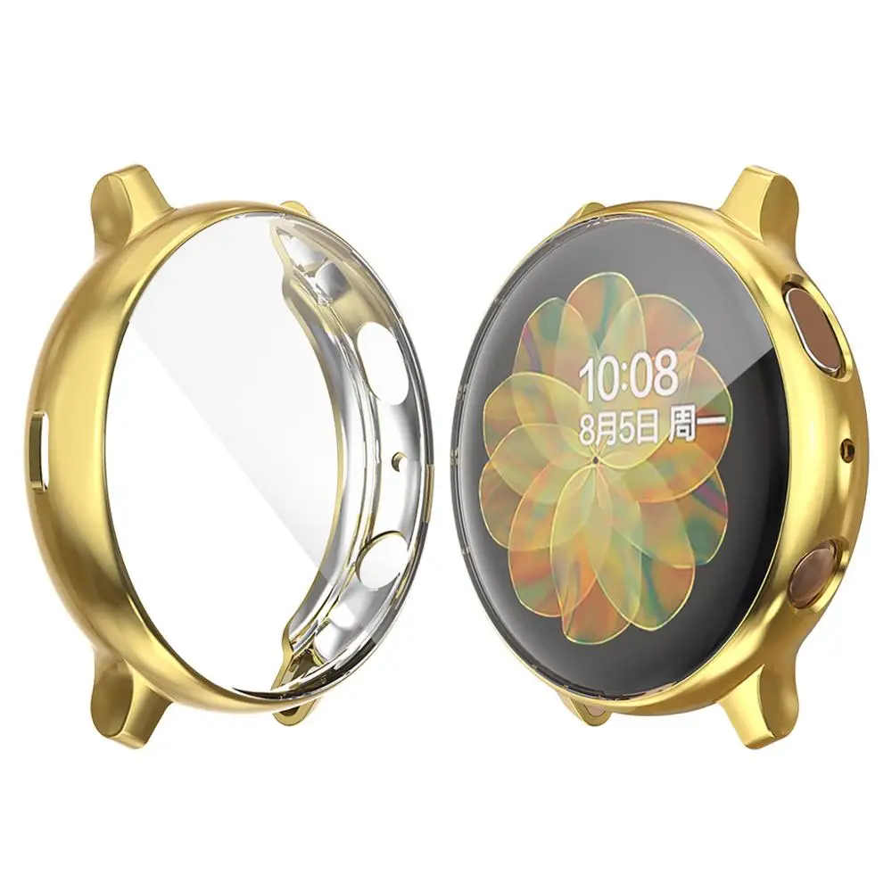 gold Чехол для galaxy watch active 2, для galaxy watch active, 40 мм, 44 мм, защитный чехол для экрана, аксессуары для часов, неполное покрытие - Цвет: gold