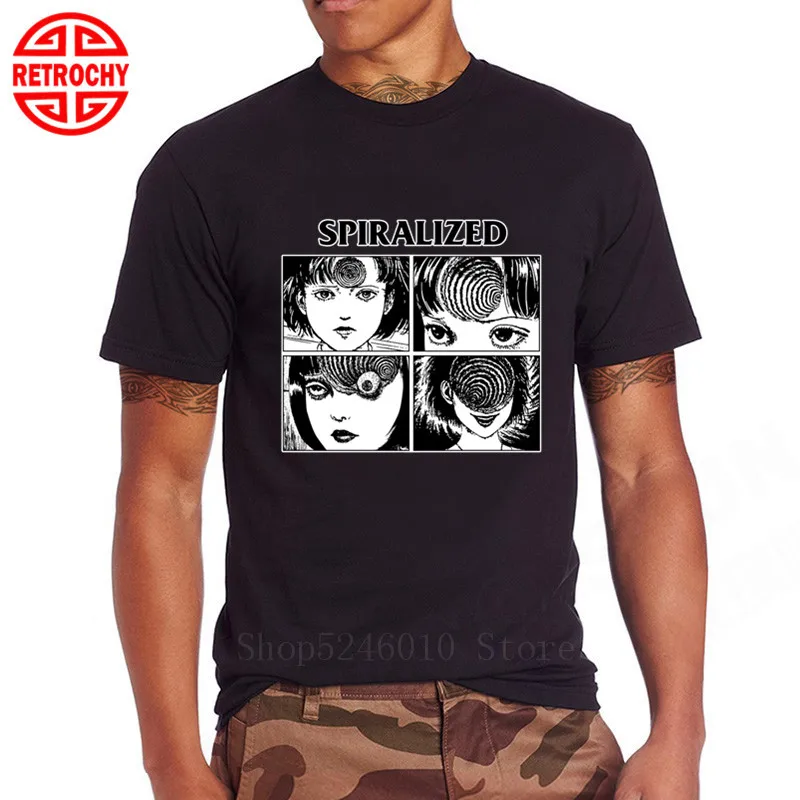 Летние модные повседневные мужские футболки Uzumaki футболка Junji Ito Horror Manga Забавные