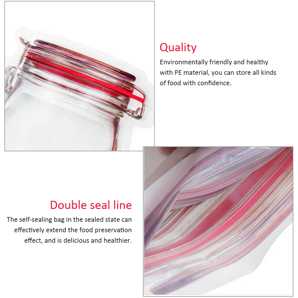 20 штук Mason Jar сумки на молнии Многоразовые Пакеты для закусок герметичные пакеты