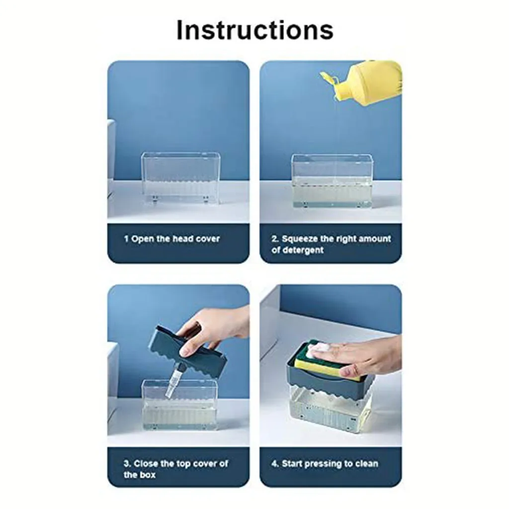 

Saingace Two-in-one soap dispenser + sponge kitchen cleaner Sponge Rack Soap Dispenser Soap + Dispenser Sponge Caddy Drop Ship