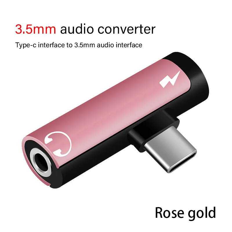 rose gold Usb type C до 3,5 мм аудио адаптер для наушников type-C 3,5 Aux разъем для наушников зарядный кабель USB-C адаптер для samsung huawei Xiaomi - Цвет: rose gold