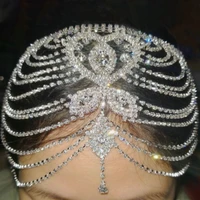 large rhinestone hair chain for braids women girls jewelry charm boho bridetiara headband crystal chains wedding accessories