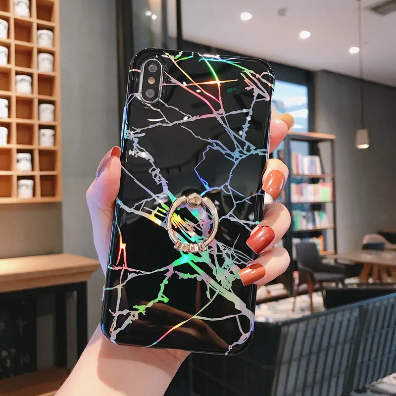 Чехол для телефона LACK для iPhone 11 11Pro Max XR X XS Max 6 6S 7 8Plus Роскошный Мраморный чехол с кольцом-подставкой
