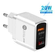 20W PD USB Charger Quick Charge 4.0 3.0 Type C Charger with QC 4.0 3.0 Portable Wall EU Plug Fast Charger For iPhone 12Pro Phone
