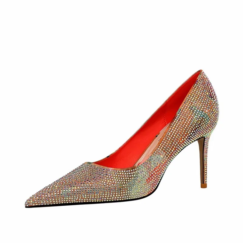 

Luxury Shoes Women Designers Sexy Party Ladies High Heel Rhinestones Pumps Bling Wedding Banquet Fashion Shoes Woman Heels 2020