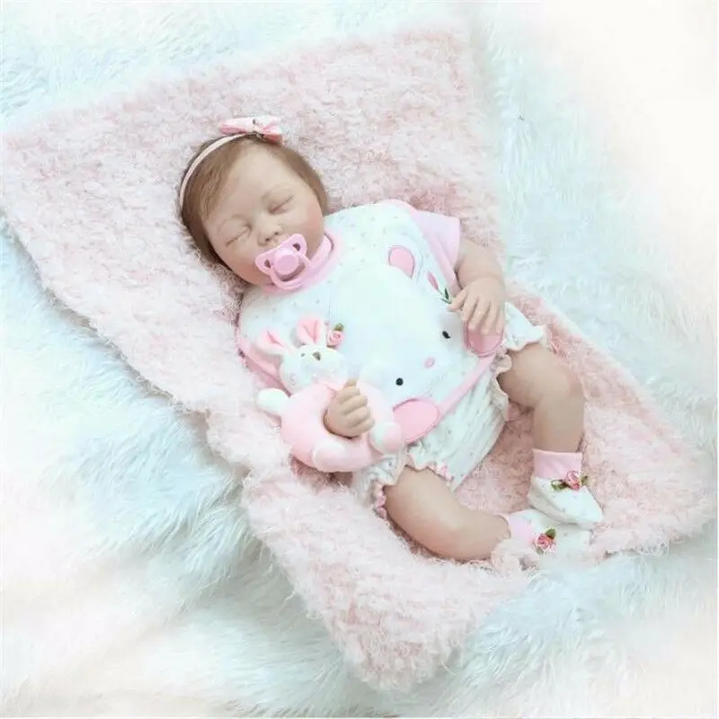 

22" Body Silicone Bebe Reborn Sleeping Doll Vinyl Lifelike Newborn GirlsNEW Us Toddler Boy Toys Reborn Baby Doll