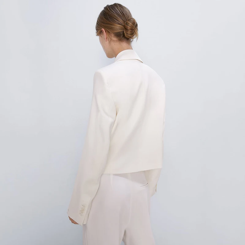 Женский короткий костюм на пуговицах ZA повседневный белый для банкетов и свадеб