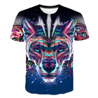 Футболка мужская с принтом тигра и страшного аниме с коротким рукавом