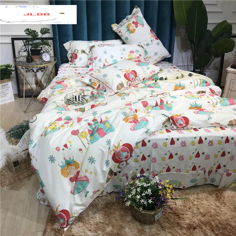 

Cartoon princess bedding Set 4pcs Bed Sheet Duvet Cover Pillowcase hot Children's home textile twin queen king quilt cover sets