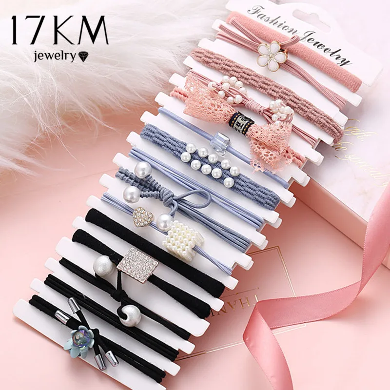 

3/6/8 PCS Pearl Flower Basic Elastic Hair Bands For Girls Pink Tie Gum Scrunchie Ring Rubber Bands 2020 Hair Accessories Set