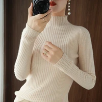womens pullover ribbed knitted turtleneck sweaters autumn winter long sleeve slim jumper soft warm pull femme basic sweater