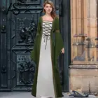 Женский костюм для косплея, винтажное готическое платье, средневековое платье на шнуровке, кельтское Платье макси с длинным рукавом на Хэллоуин, 3XL 5XL, размера плюс