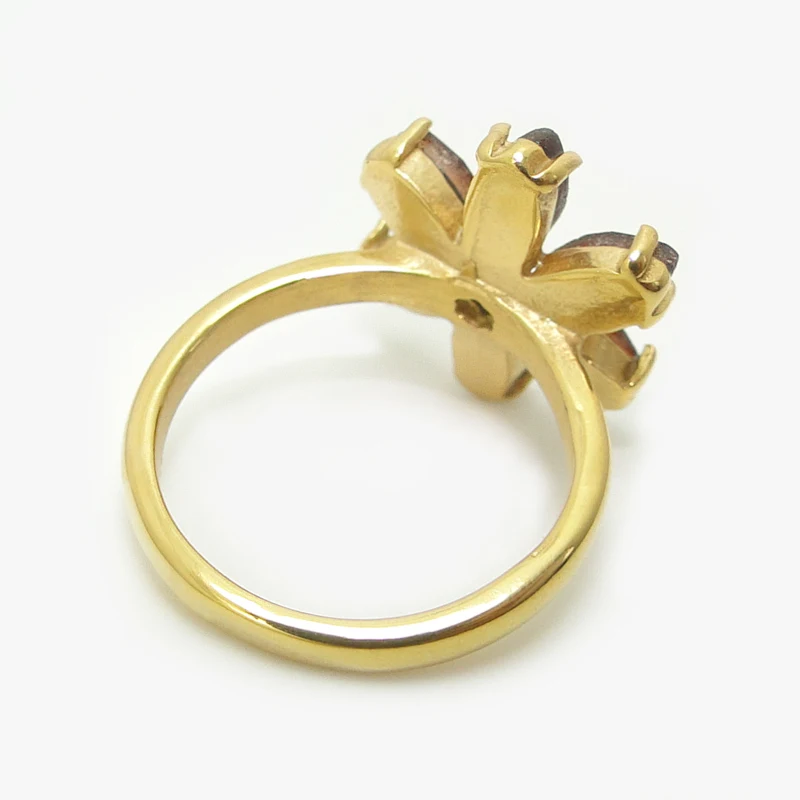 DICARLUN stainless steel flower rings for women black red crystal ring gold jewelry brown zircon rhinestone female girl gifts | Украшения и