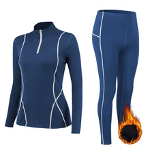 Ensemble de sous vêtements thermiques, extensible, en velours, imprimé, intimes chauds, longs, couleur unie, pyjama pour femme, nouveauté hiver 2020  (4)