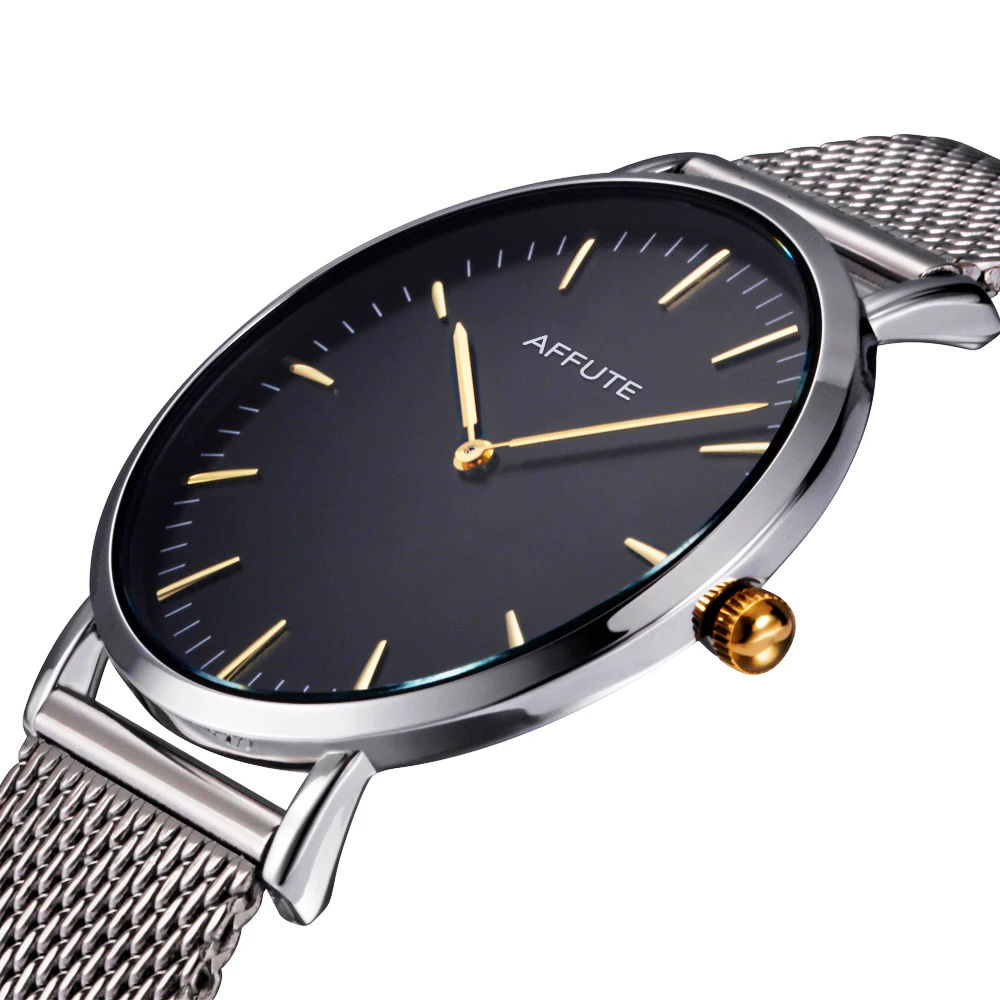 AFFUTE новые часы мужские Топ люксовый бренд Модные кварцевые Стальные модные