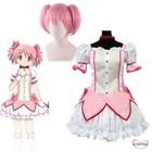 Аниме Косплей Kaname Madoka косплей платья парик Puella Magi Madoka Magica костюмы женские головные уборы и перчатки Бесплатные носки