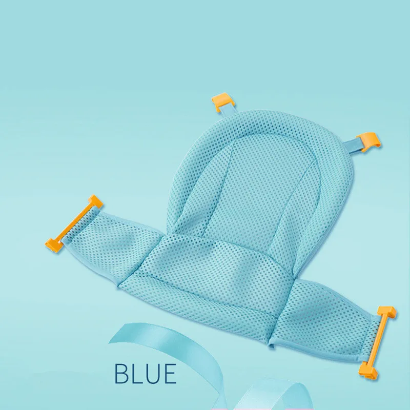 Blue Мультяшный портативный детский душ, ванна коврик Нескользящая Ванна Коврик для новорожденных безопасность опора для ванной Подушка Складная мягкая подушка - Цвет: Blue
