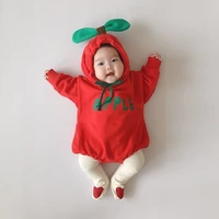 autumn and winter unisex red hooded sweater romper baby jumpsuit tide 100