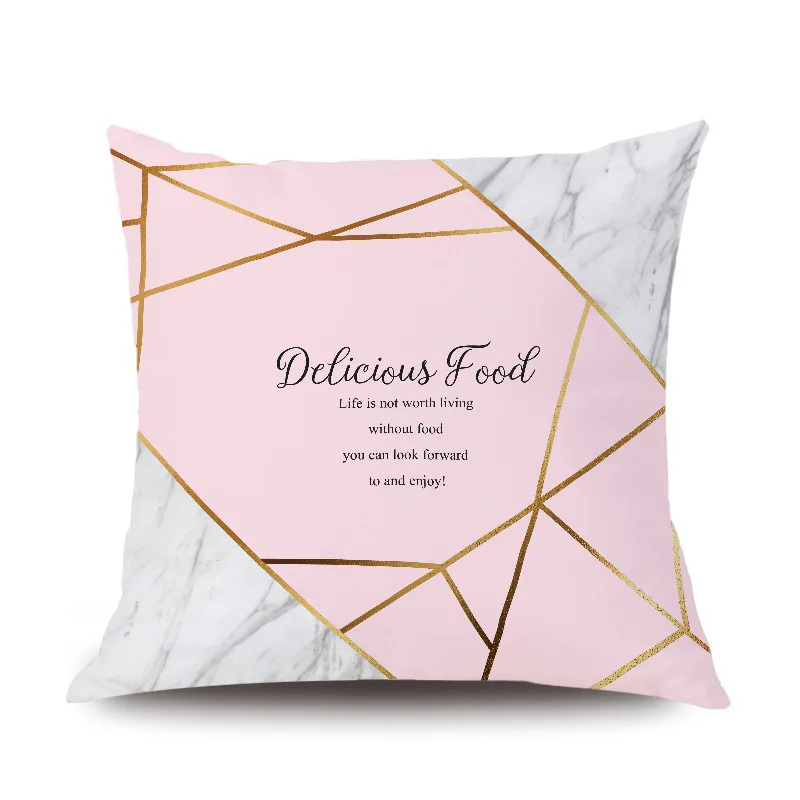 Скандинавский мраморный геометрический чехол для подушки олень розовый черный