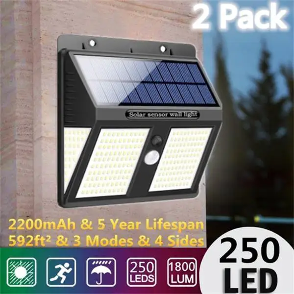 Светодиодный светильник на солнечной батарее 100/250 водонепроницаемый