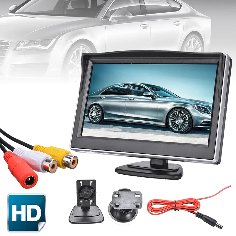 

5 Inch TFT LCD Wired Car Monitor HD Screen Display Wired Car Reverse Camera Parking For Car Rearview Monitors