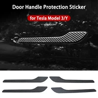 car door handle wrap cover for tesla model 3y 2021 2017 accessories carbon fiber abs protector sticker for model3 model y three