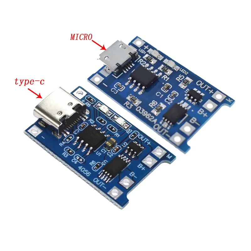 Зарядная плата TP4056 18650 1 шт. 5 В А Micro USB type-c литиевая батарея модуль зарядного