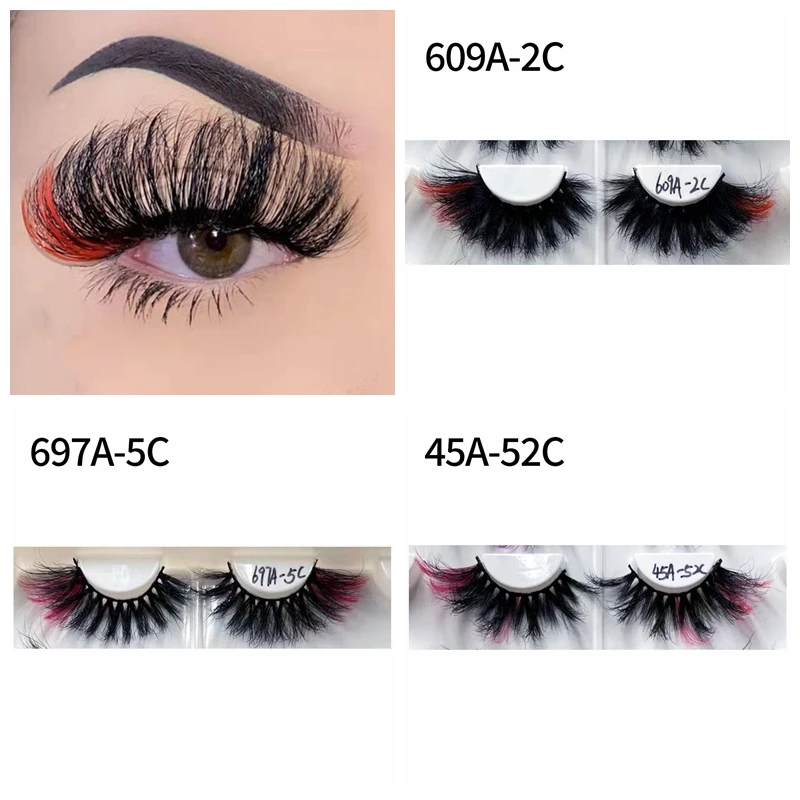 Wholesale 30/50/100 Pairs New Styles Christmas 25mm Color Mink lashes Fluffy luxury and cruelty-free mink false eyelashes