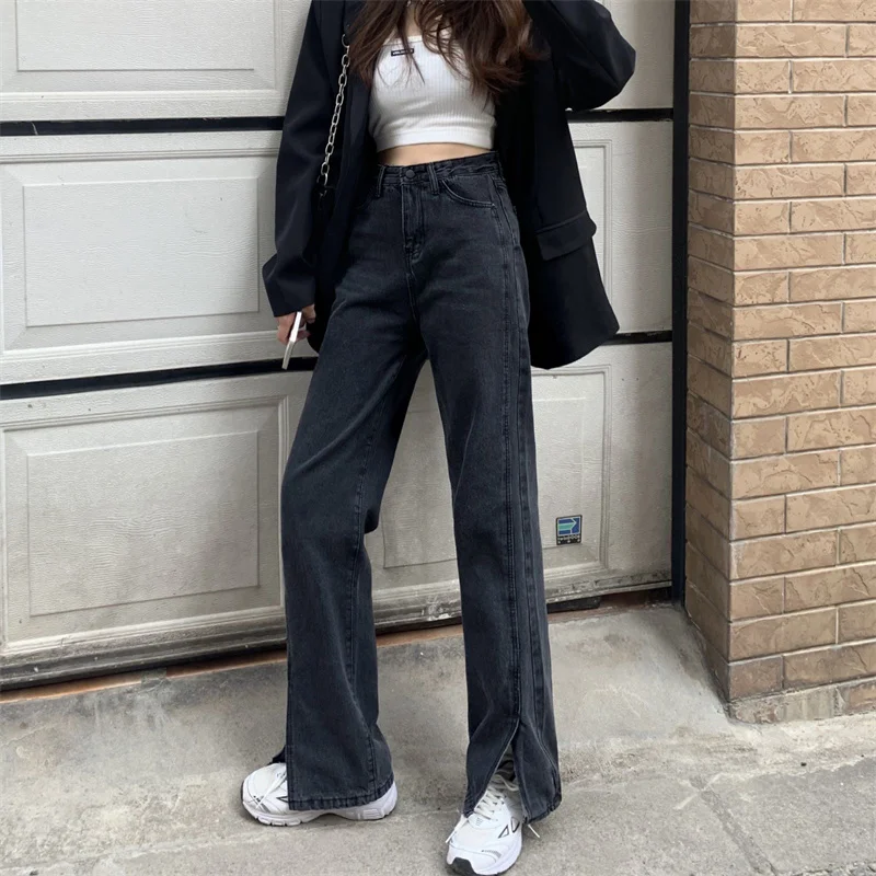 Женские джинсы с широкими штанинами новые корейские длинные брюки высокой