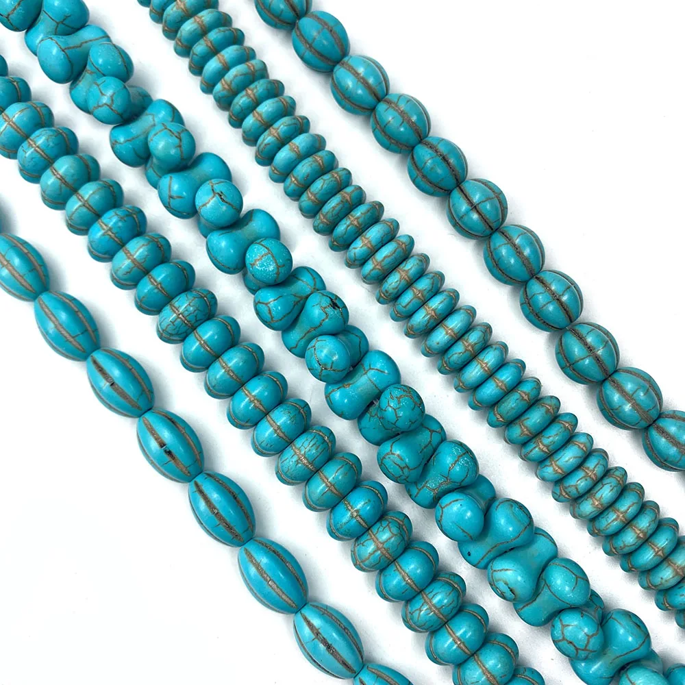 

Synthetic Blue Turquoise Semi-precious Stones Loose Beads Irregular Beads Make Jewelry DIY Necklace Pendant Accessories 9x10mm