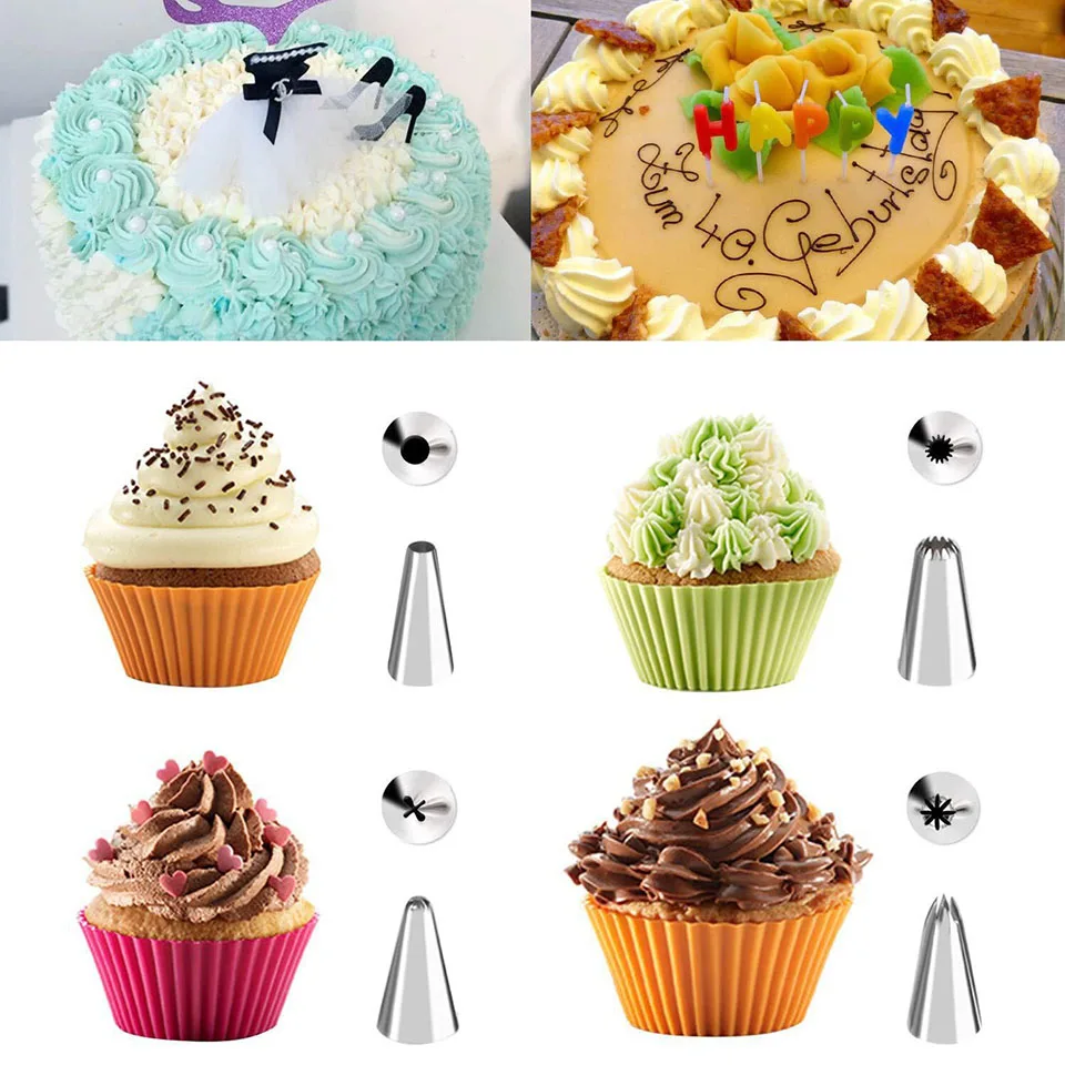 

Cake Decorating Pen kit Supplies Pastry Bags 85Pcs Cake Cup Tools Piping Tips Stainless Steel Cookie Nozzles Tips Plastic Box