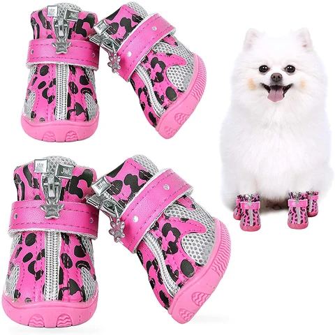 Воздухопроницаемая обувь для маленьких собак Benepaw; Светоотражающие сапожки для щенка; Нескользящие сетчатые ботиночки с регулируемой защитой от лап; Обувь для активного отдыха