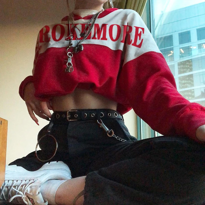 

YICIYA 2020 Autumn Streetwear Sweat Shirt Lady Letter Print Casual Crop Top Sweatshirt Women Korean Long Sleeve Hoodies Pullover