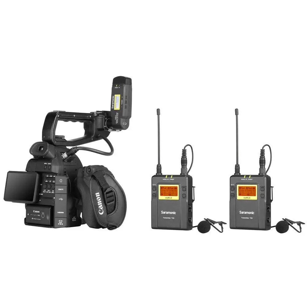 Saramonic UwMic9 TX9+RX-XLR9 Wireless Lavalier Microphone with Transmitter &amp XLR Battery Grip Receiver for Camera Camcorder |