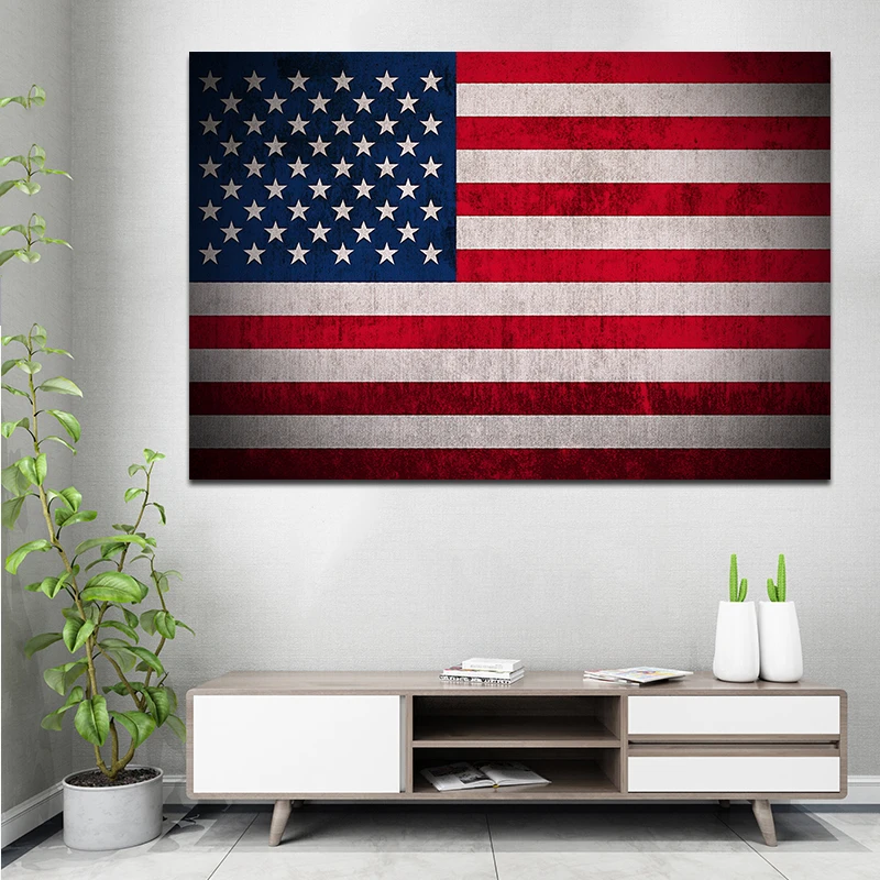 Большой старинный американский флаг печать на холсте настенные художественные