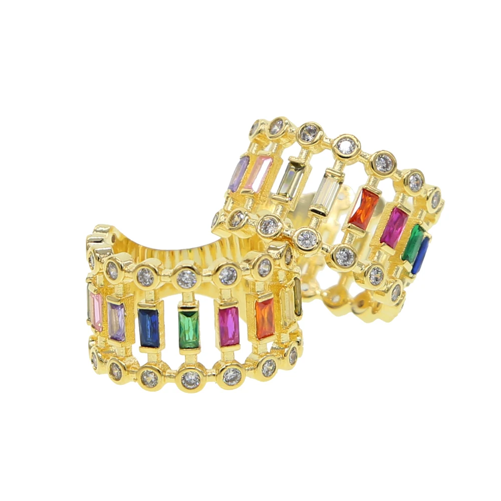 Женское Обручальное кольцо с радужным фианитом зеленое синее красное | Украшения