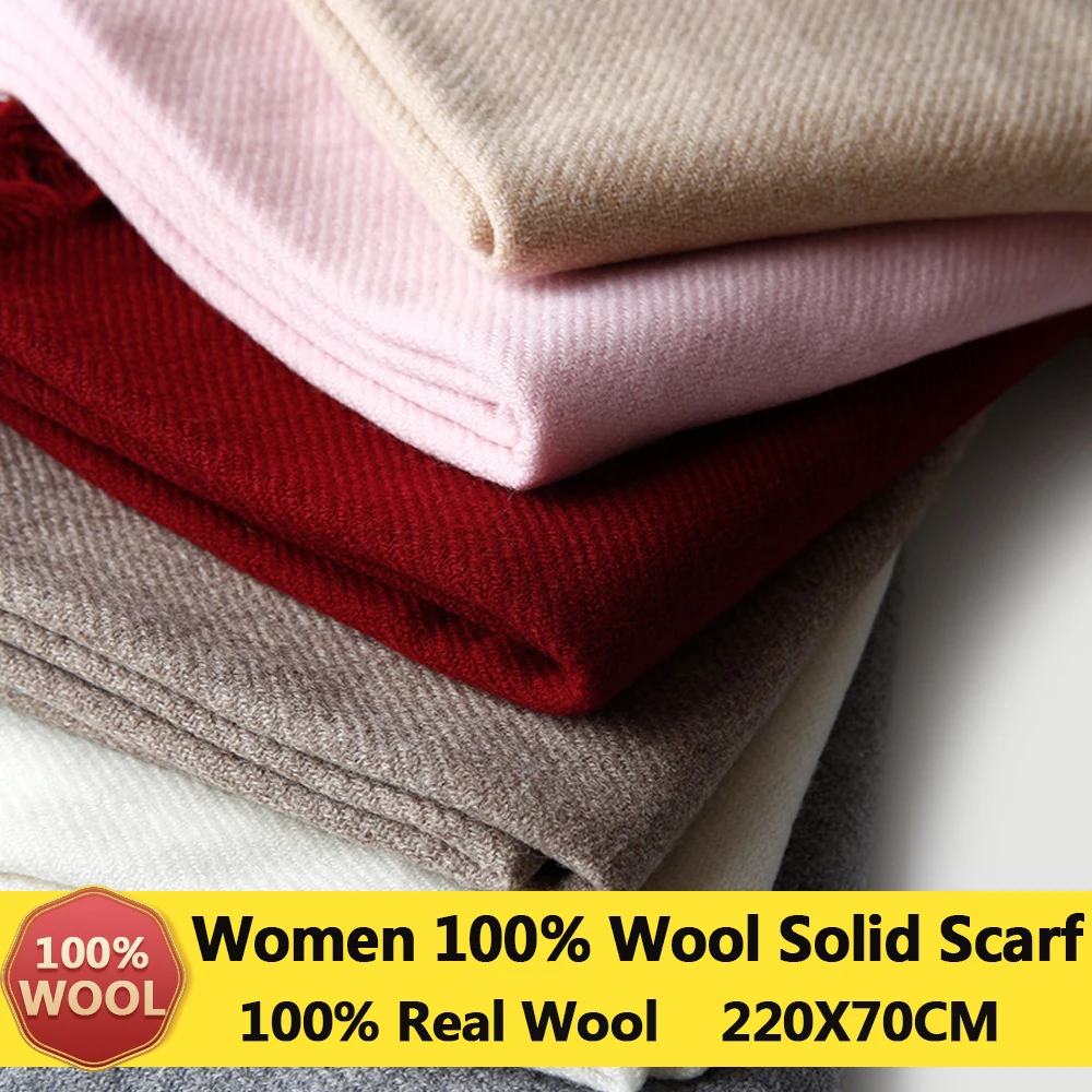 Зимний шарф из 100% натуральной шерсти женский большой с кисточками шаль и