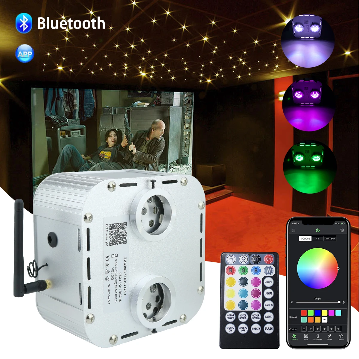 Пересекающимися мигающими звездами 32W RGBW Bluetooth app двойной слышно волоконно