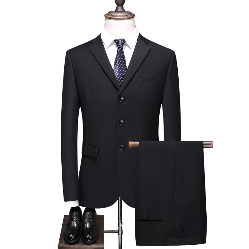 

Stylish Men's Black Formal Suits Size S M L XL XXL XXXL 4XL Men Business Suit Jacket and Pants 2020 New Male Job Suit