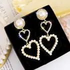 AINAMEISI 2021 новый корейский в форме сердца серьги-гвоздики с украшением в виде кристаллов; Модные роскошные золотые с двойным полые, в форме сердца серьги Валентин