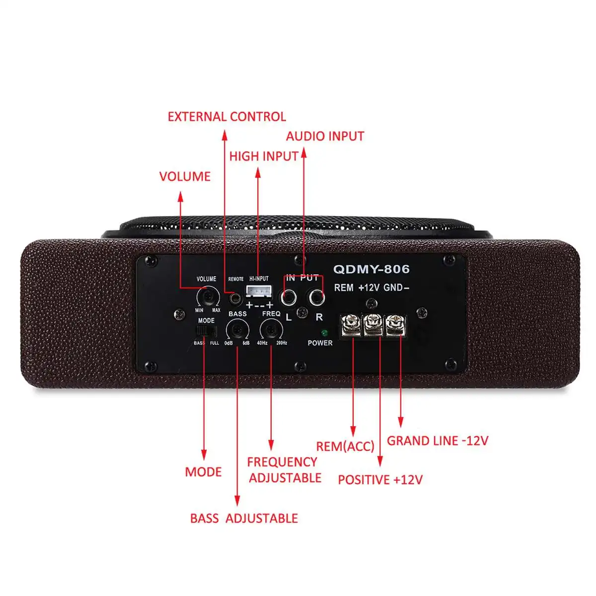 10 дюймов 600 Вт автомобильный сабвуфер аудио тонкий под сиденьем активный басовый