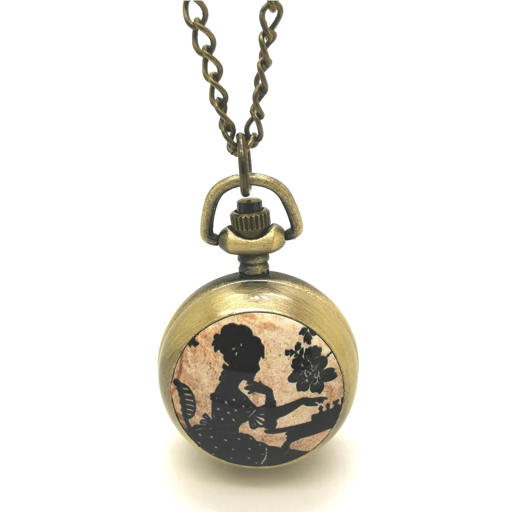 (6028) серебряные викторианские леди играют в шахматы ожерелье карманные часы