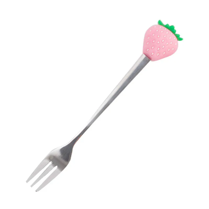 

Creative Stainless Steel Fruit Fork Coffee Spoon Colored Fruit Pattern Stainless Steel Fork Simple Stirring Spoon Many Styles