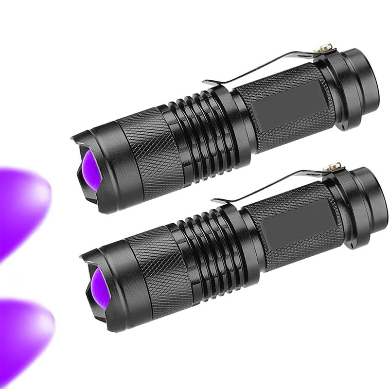 LED UV Flashlight Ultraviolet Torch With Mini Zoomable 3 Modes For Money Detector Leak and Cat Pet Urine | Лампы и освещение