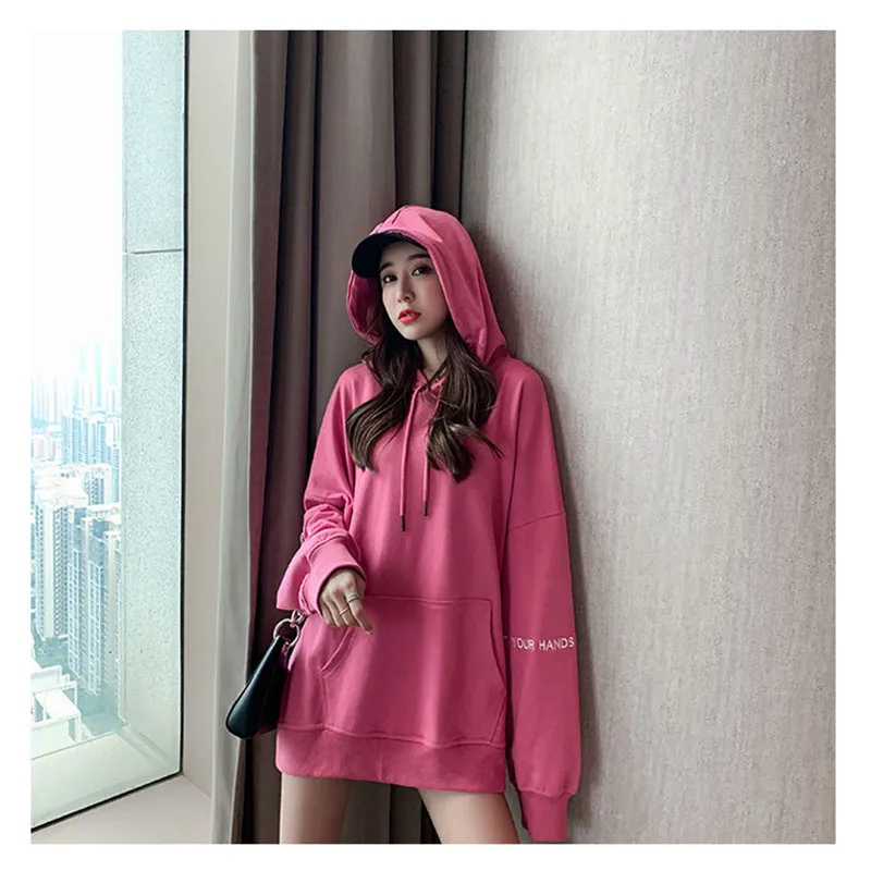 

Autumn And Winter New Temperament Couple Models All Match Hedging Insert Bag Mid Length English Embroidered Hoodie Female C004