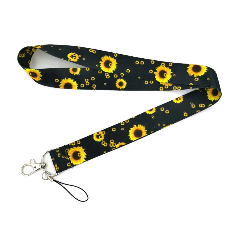 

Sunflower Neck Straps Keychain Lanyard For USB Gym ID Badge Holder Keycord Keyring DIY Hang Rope Mobile Phone Accessories